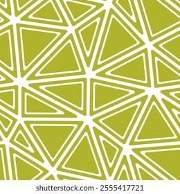 Abstract background with mosaic triangle shapes. Rounded solid shapes in frames. Big triangles size. Solid Color style. Repeatable pattern. Creative vector tiles. Seamless vector illustration.