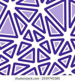 Abstract background with mosaic triangle shapes. Rounded solid shapes in frames. Big triangles in a one-tone colored style. Repeatable pattern. Creative vector tiles. Seamless vector illustration.