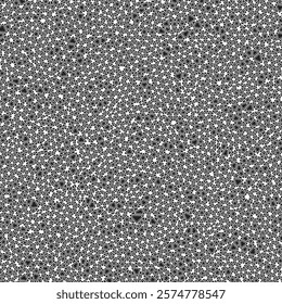 Abstract background with mosaic triangle shapes. Rounded solid shapes in frames. Tiny triangles in black and white style. Repeatable pattern. Creative vector tiles. Seamless vector illustration.
