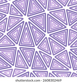 Abstract background with mosaic triangle shapes. Big triangles size. Multiple repeated inner triangles. One tone colored style. Repeatable pattern. Creative vector tiles. Seamless vector illustration.