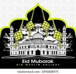 Abstrakte Hintergrund Moschee mit Diamant-Dekoration Eid Mubarak Große muslimische Feiertags-Vektorillustration