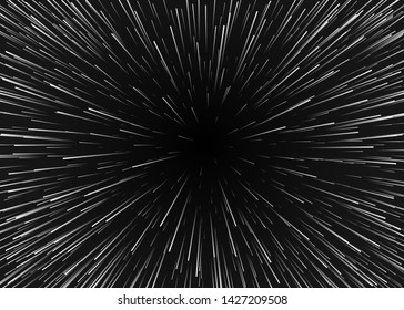 Abstract background motion in cosmos. Travel in spase with super speed. Blurred stars light in lines. Vector illustration