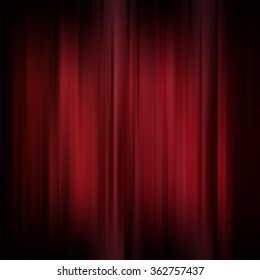 Abstract background. Motion dark red vertical lines. Vector classic backdrop. Red curtains on theater or cinema stage