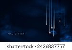 Abstract background with motion light. Space, cosmos, firework and comet light effect. Flyin asteroids. Quantum leap