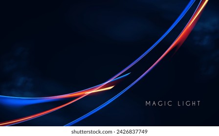 Abstract background with motion light. Space, cosmos, firework and comet light effect. Flyin asteroids. Quantum leap.