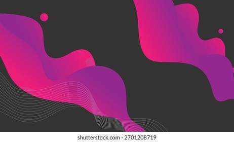 Fundo abstrato com onda movimento fluido líquido linhas e efeitos 3D, cor de gradiente roxo rosa vermelho