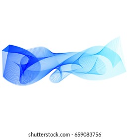 Abstract background with motion waves, curve blue lines, vector