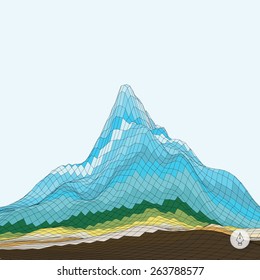 Fondo abstracto con montaña. Mosaico. Ilustración vectorial 3d. Se puede usar para fondo de pantalla, fondo de página web, banners web.