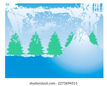 abstract background with mountains and fir trees
