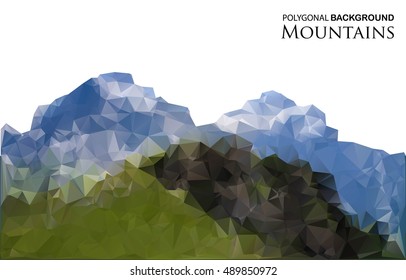 Abstract background with mountains in polygonal style. Vector illustration. Design element.
Text tittle. White background.