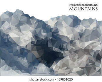 Abstract background with mountains in polygonal style. Vector illustration. Design element.
Text tittle. White background.