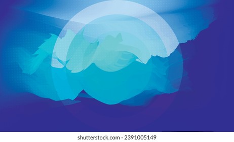 Abstract background with mountains and sun blue red color . Vector illustration for your design. Abstract background. Minimal geometric cover design. Dynamic shapes composition. 