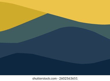 abstract background with mountains in yellow and blue colors, vector illustration