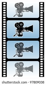 Abstract background with movie camera, vector illustration