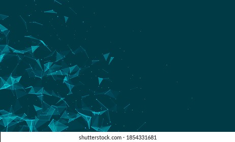 Abstract background with moving dots and lines. Network connection structure. Vector futuristic illustration. Digital technology design.