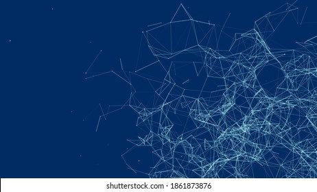 Abstract background with moving dots and lines. Network connection structure. Vector futuristic illustration. Digital technology design.