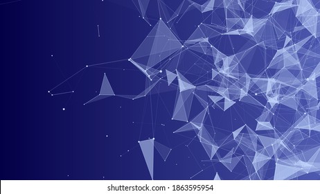 Abstract background with moving dots and lines. Network connection structure. Vector futuristic illustration. Digital technology design.