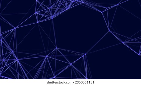 Fondo abstracto con puntos y líneas móviles. Estructura de conexión de red. Ilustración futurista. Diseño de tecnología digital.