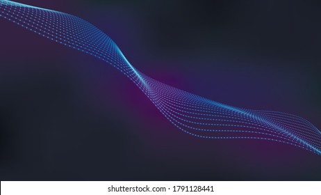 Abstract Background Of Moving Particles. Musical Wave. Large Amount Of Data. Vector Illustration.