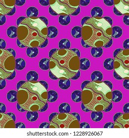 Abstract background multicolor circle striped weave seamless pattern.