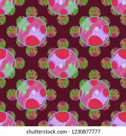 Abstract background multicolor circle striped weave seamless pattern.