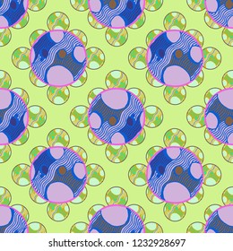 Abstract background multicolor circle striped weave seamless pattern.