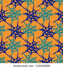 Abstract background multicolor cobweb grid seamless pattern.