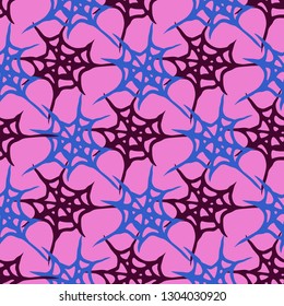 Abstract background multicolor cobweb grid seamless pattern.