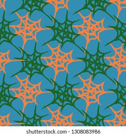 Abstract background multicolor cobweb grid seamless pattern.