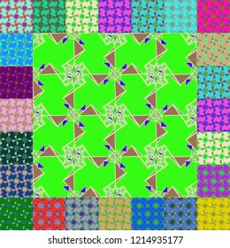 Abstract background multicolor cube geometric pattern seamless set.