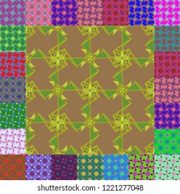 Abstract background multicolor cube geometric pattern seamless kit.