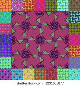 Abstract background multicolor cube geometric pattern seamless set.