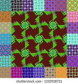 Abstract background multicolor cube geometric pattern seamless set.