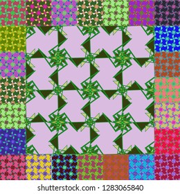 Abstract background multicolor cube geometric pattern seamless suite.