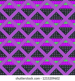 Abstract background multicolor geometric grid seamless cube.
