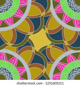 Abstract background multicolor geometric seamless pattern.