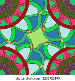 Abstract background multicolor geometric seamless pattern.