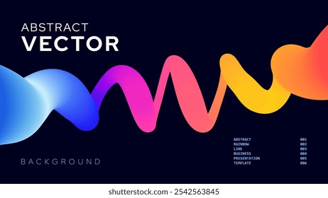 Plano de fundo abstrato com linha de fita 3D multicolorido. Forma geométrica ondulada Design criativo para cartaz, banner, apresentação, panfleto, folheto. Ilustração de vetor de arte dinâmica.