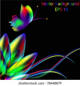 Abstract background from multi-colored butterflies with curls