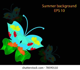 Abstract background from multi-colored butterflies with curls EPS10