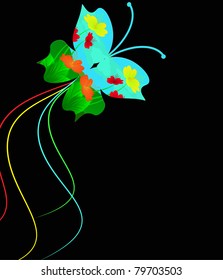 Abstract background from multi-colored butterflies with curls
