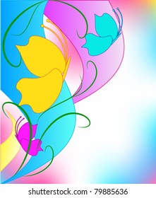 Abstract background from multi-colored butterflies with curls