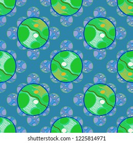 Abstract background multicolored circle striped weave seamless pattern.