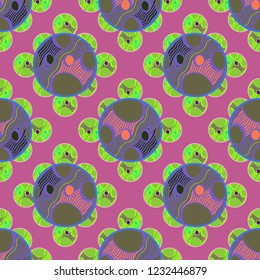 Abstract background multicolored circle striped weave seamless pattern.