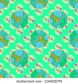 Abstract background multicolored circle striped weave seamless pattern.