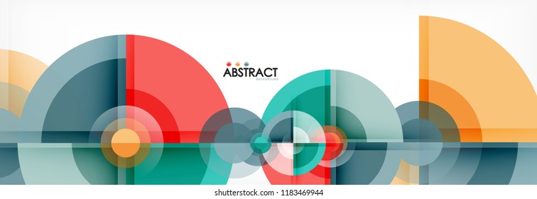 Abstrakter Hintergrund - mehrfarbige Kreise, trendy minimales geometrisches Design, Vektorgrafik