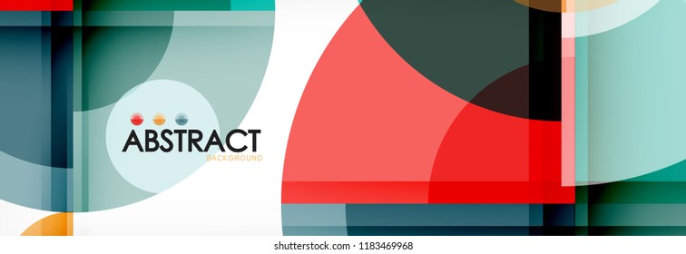 Abstrakter Hintergrund - mehrfarbige Kreise, trendy minimales geometrisches Design, Vektorgrafik