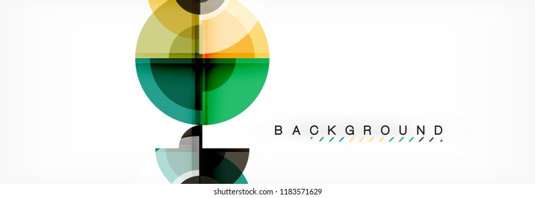 Abstrakter Hintergrund - mehrfarbige Kreise, trendy minimales geometrisches Design, Vektorgrafik
