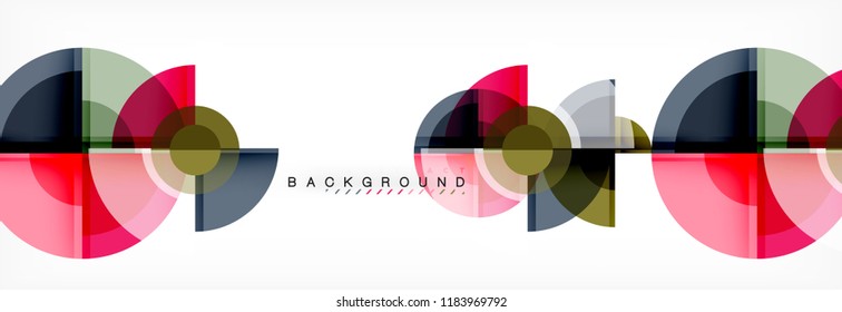 Abstrakter Hintergrund - mehrfarbige Kreise, trendy minimales geometrisches Design, Vektorgrafik
