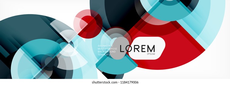 Abstrakter Hintergrund - mehrfarbige Kreise, trendy minimales geometrisches Design, Vektorgrafik